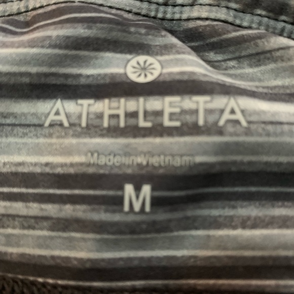Athleta black, grey and white stripe capri tights size M. - Picture 3 of 6
